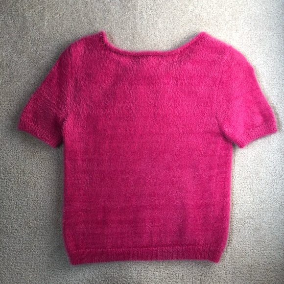 Garage Fuzzy Crop Sweater Tee - Fushia Purple - Picture 2 of 2